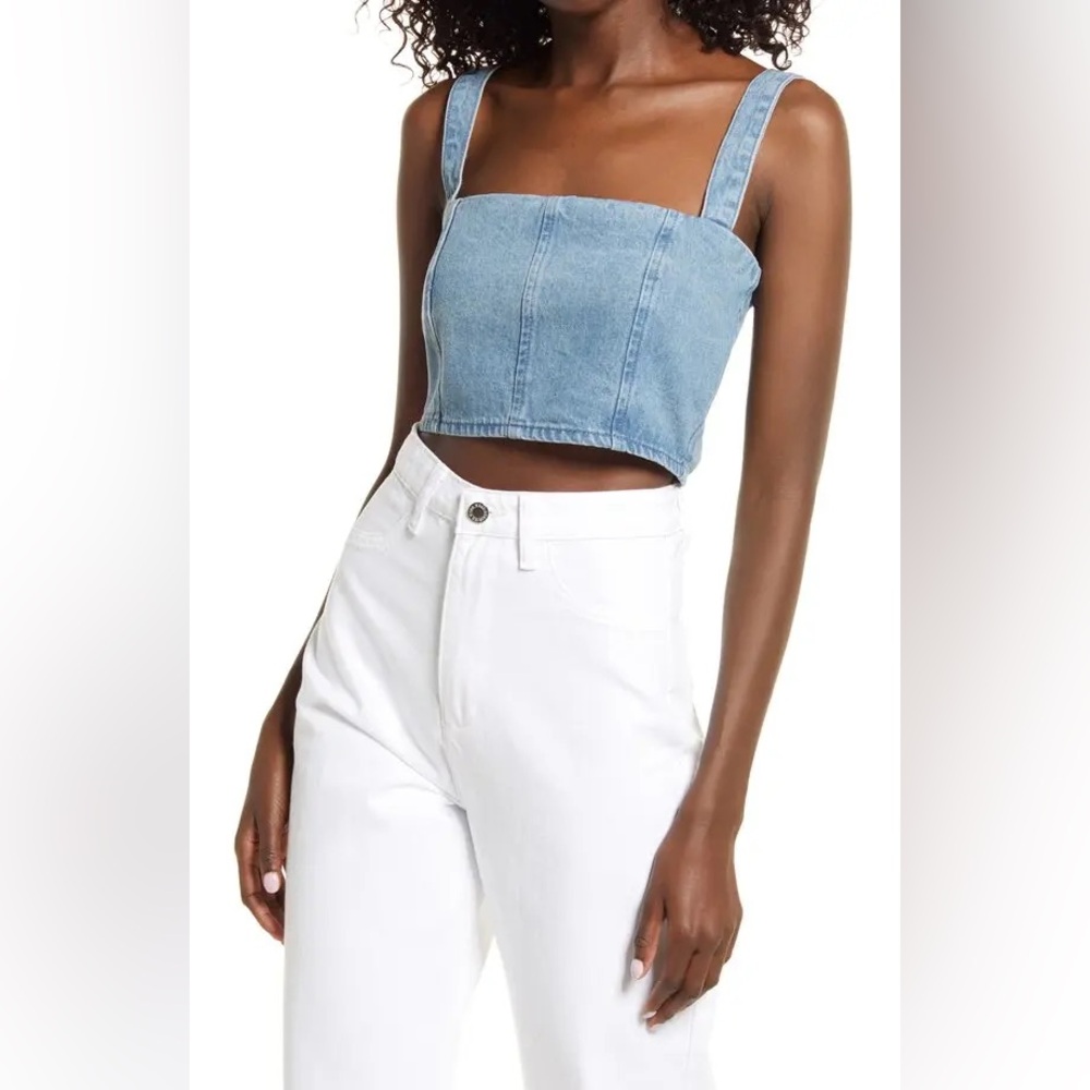 NWT We Wore What Denim Bustier Top